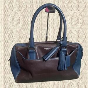Coach Legacy Leather Haley Two Toned Satchel Top Handle Bag 25807 Blue Brown